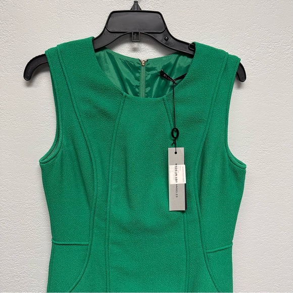 Black Halo Size 10 Sleeveless Seamed Crewneck Sheath Dress Green Cove - Picture 3 of 7